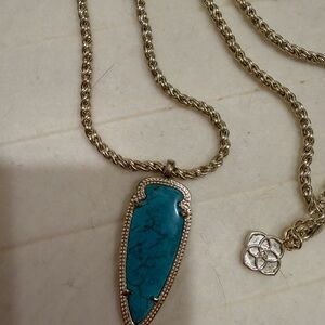 Kendra Scott Blue Pendant Necklace with Gold Chain